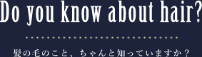 髪の毛のこと、ちゃんと知っていますか？